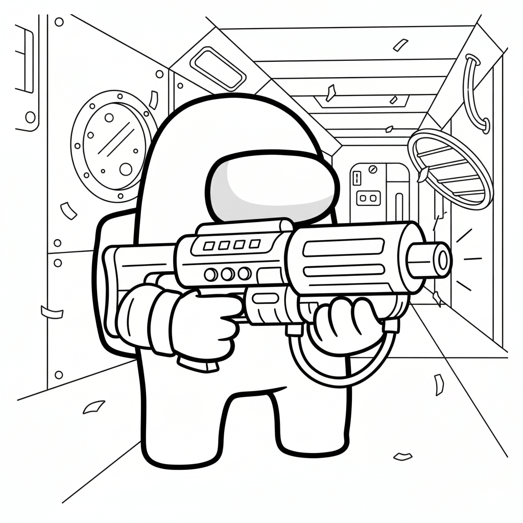 crewmate holding a laser gun