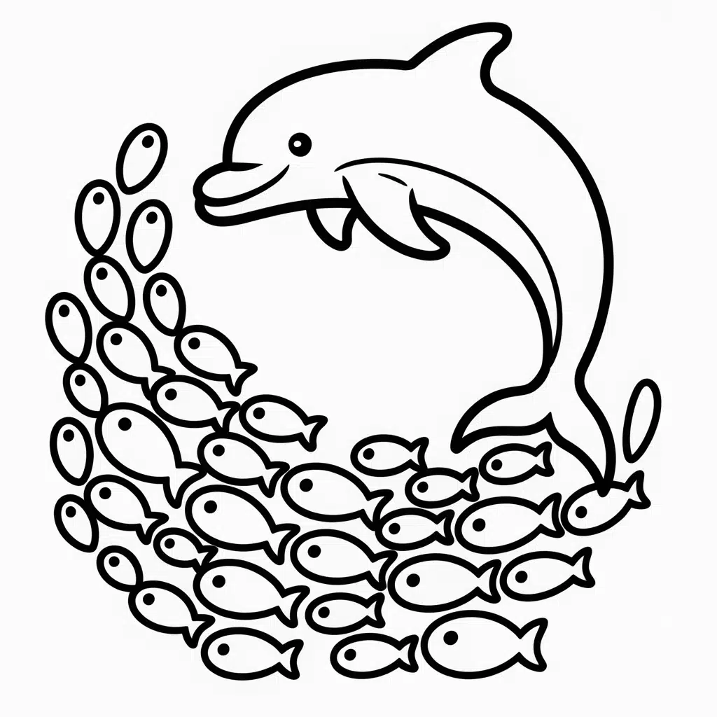 dolphin circling a school of tiny fish