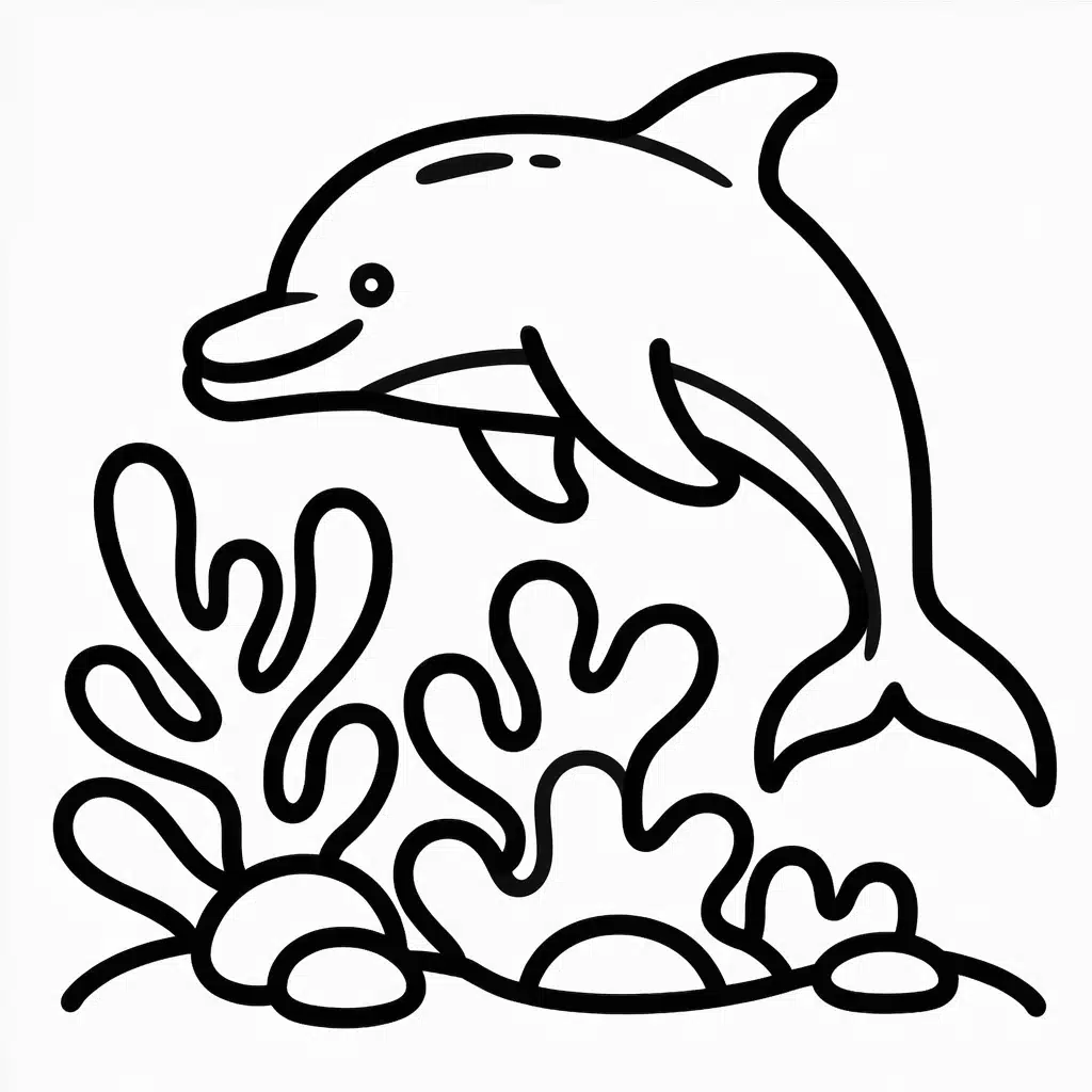 dolphin drifting beside soft coral shapes