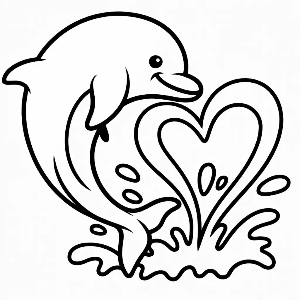 dolphin forming a heart shape with water spray
