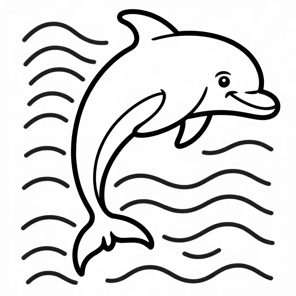 dolphin swimming against gentle waves