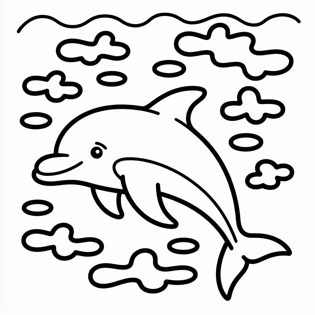 dolphin swimming beside drifting sea foam