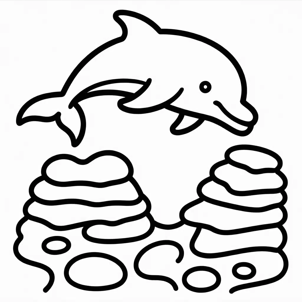 dolphin swimming near layered rock formations