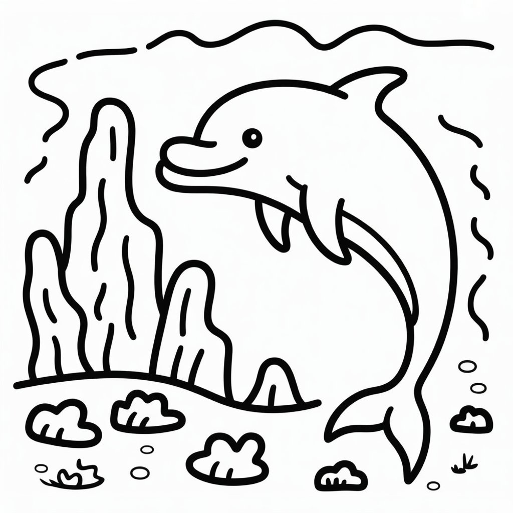 dolphin swimming near underwater cliffs