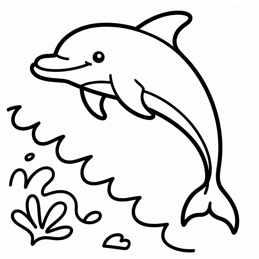 dolphin swimming parallel to the shoreline