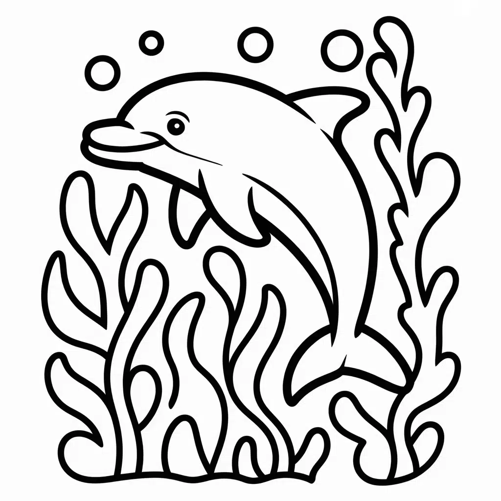 dolphin weaving through tall sea grass