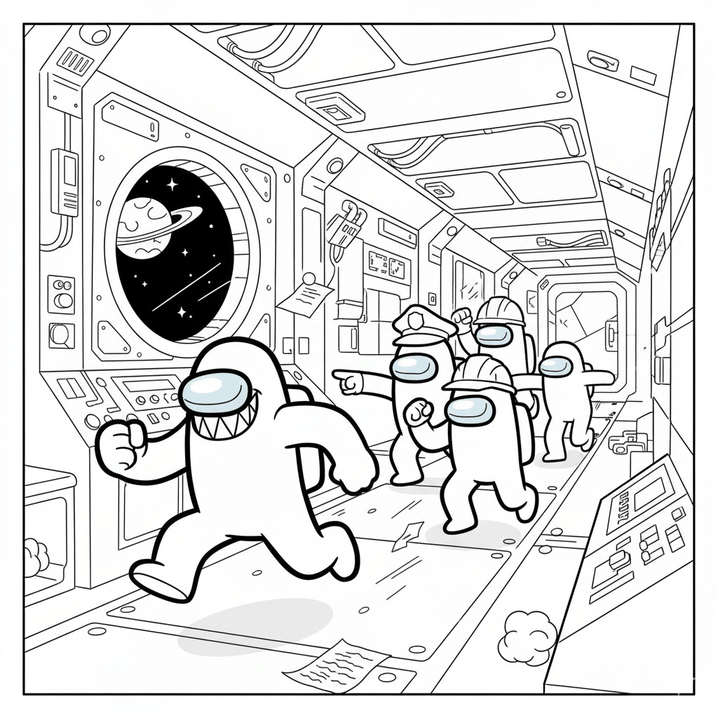 imposter running from the crewmates