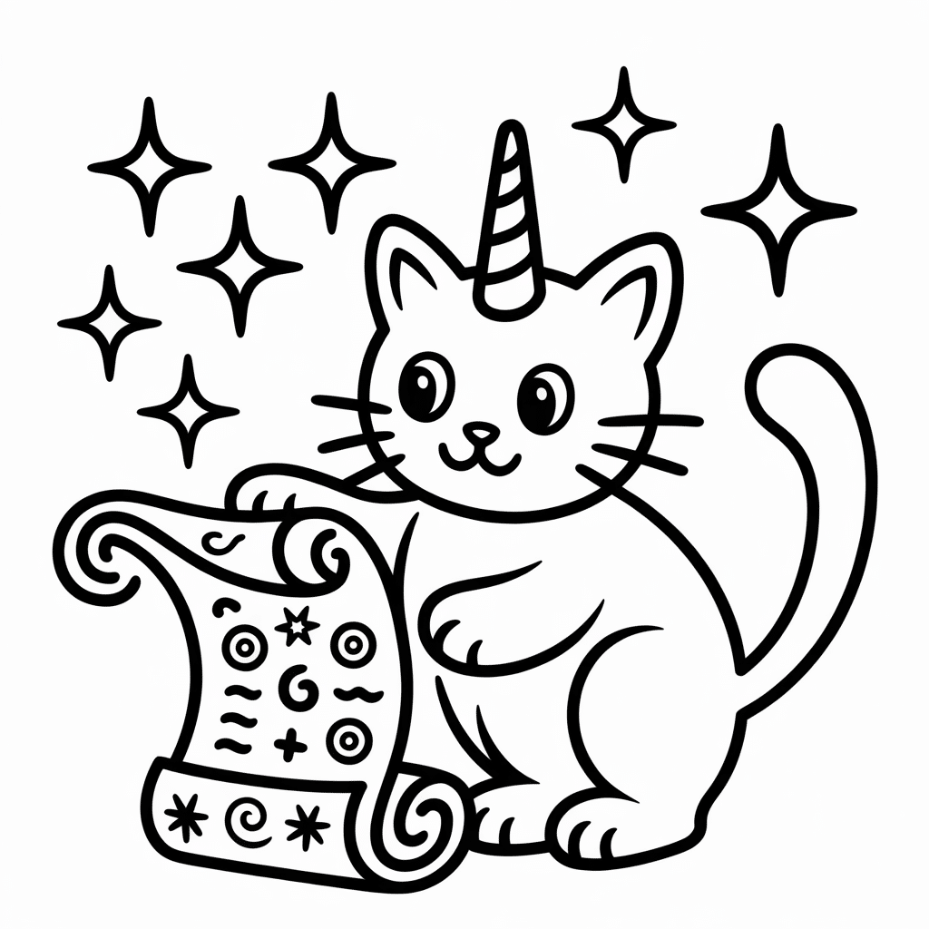 kittycorn and magic scroll