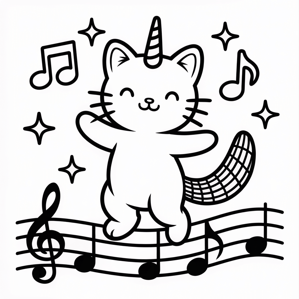 kittycorn and musical notes