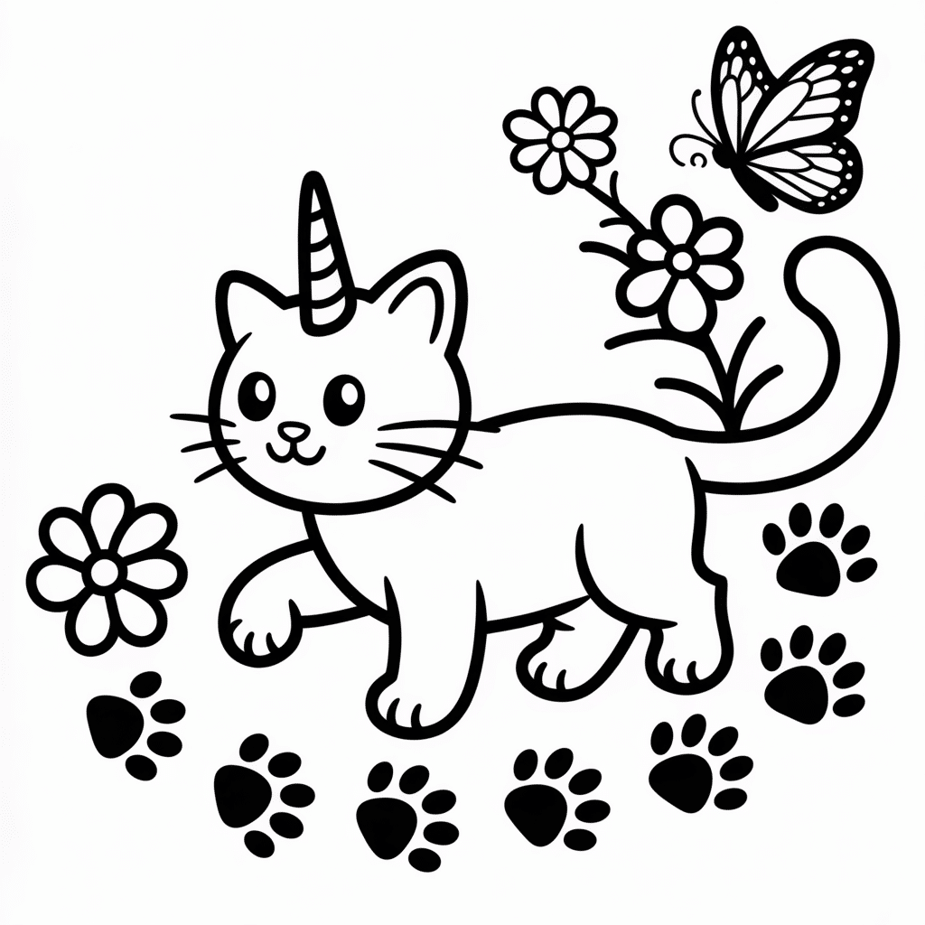 kittycorn and paw prints