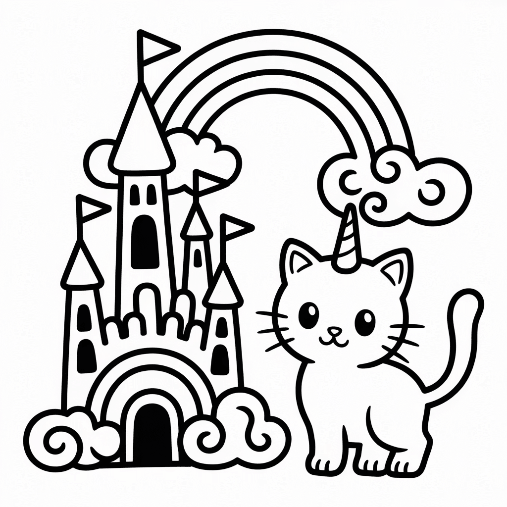 kittycorn and rainbow castle