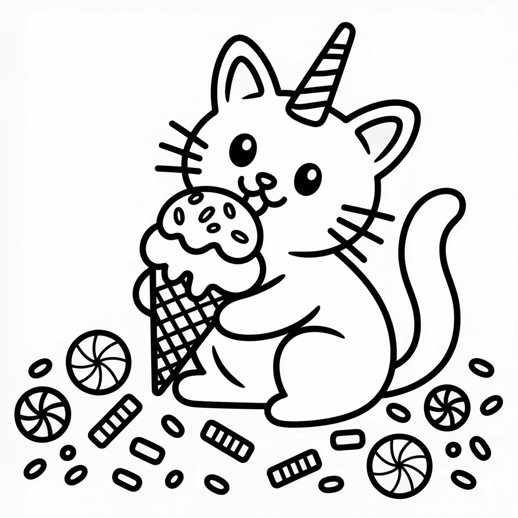 kittycorn eating ice cream