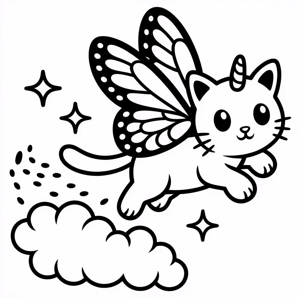 kittycorn flying with wings