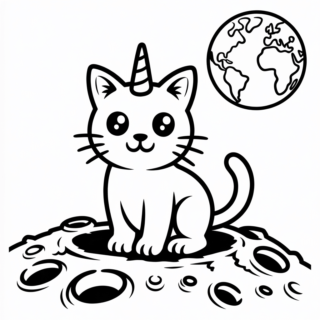 kittycorn on moon crater