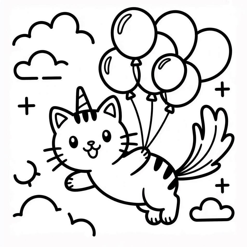 kittycorn with balloons
