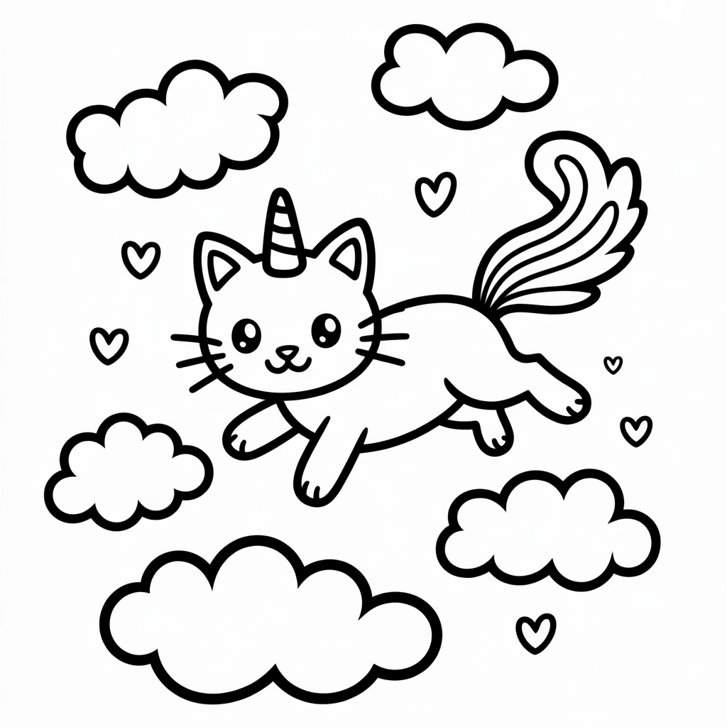 kittycorn with cloud friends