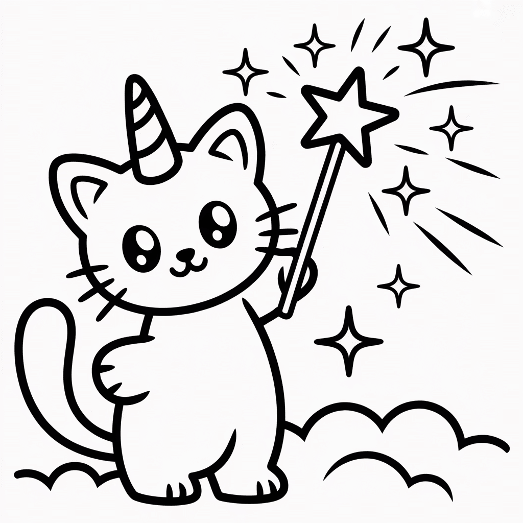 kittycorn with magical wand