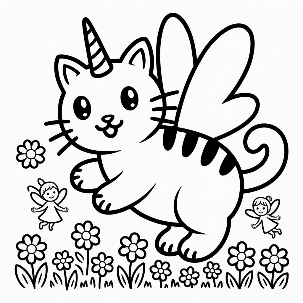 kittycorn with tiny fairies