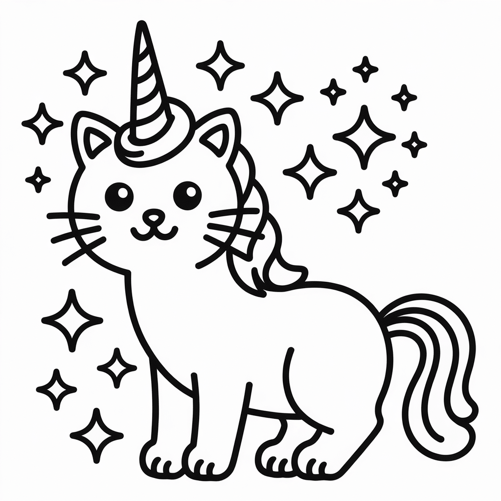 kittycorn with unicorn horn sparkles