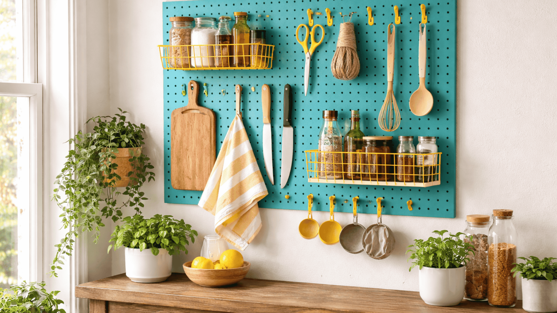 painted pegboard organizer