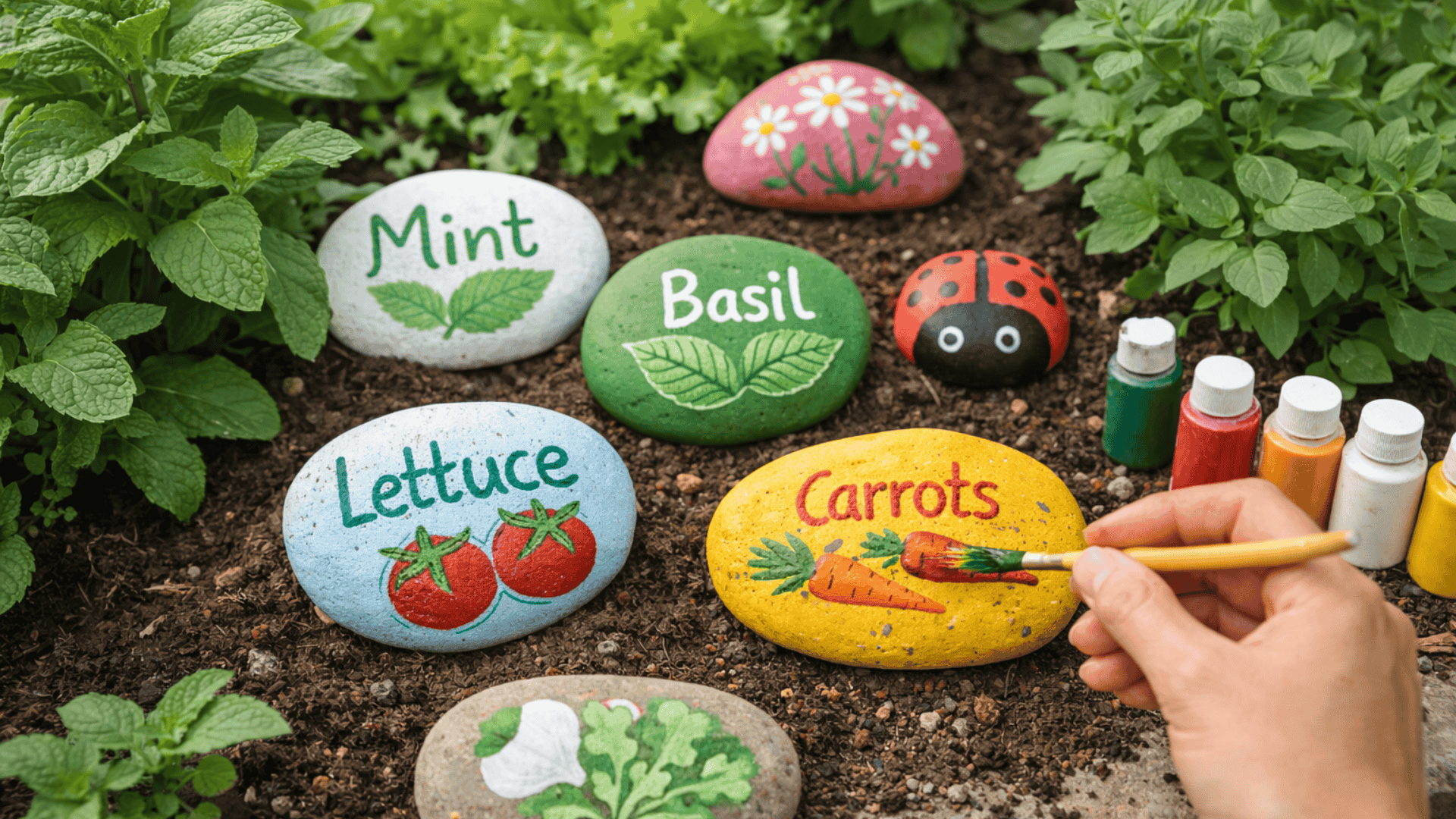 painted rock garden markers
