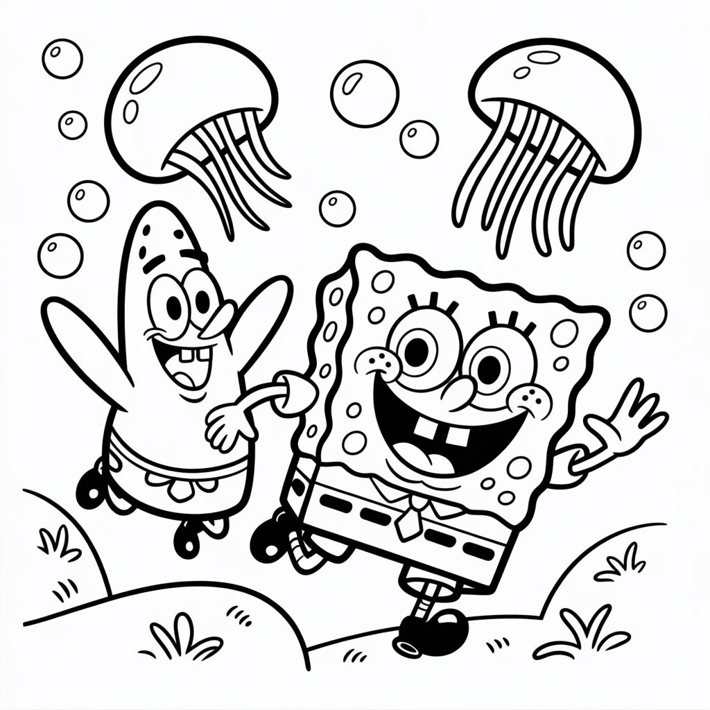 spongebob and patrick jellyfish chase