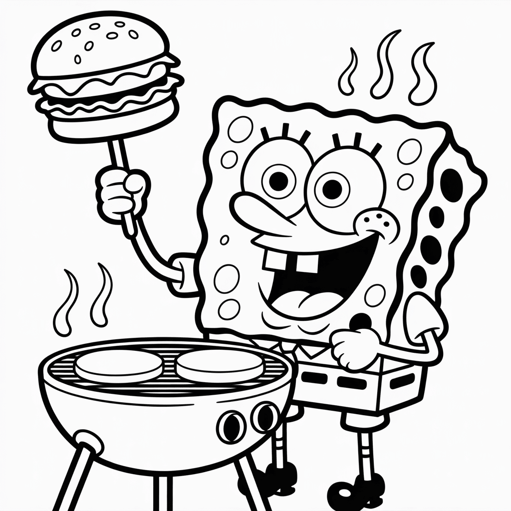 spongebob cooking krabby patties