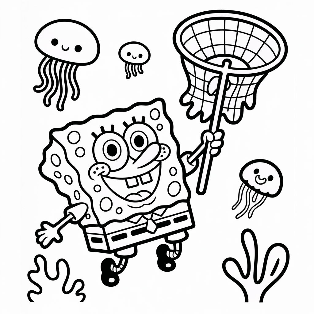 spongebob jellyfishing scene