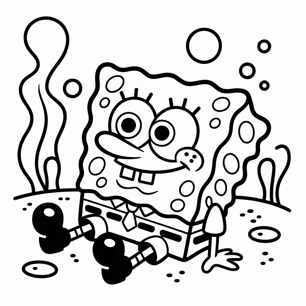 spongebob relaxing coloring page