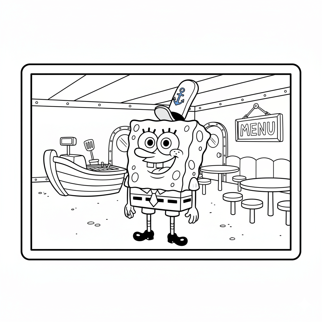 spongebob wearing his work hat