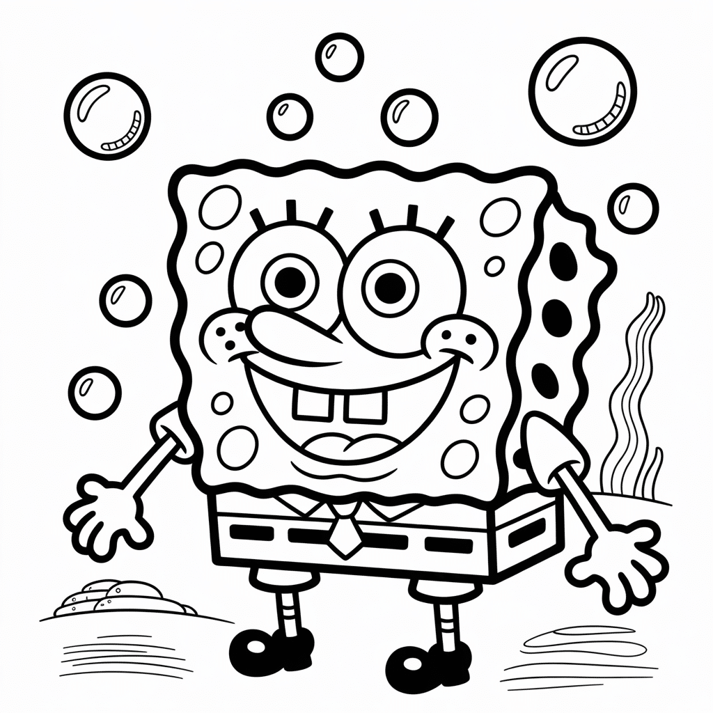 spongebob with bubbles