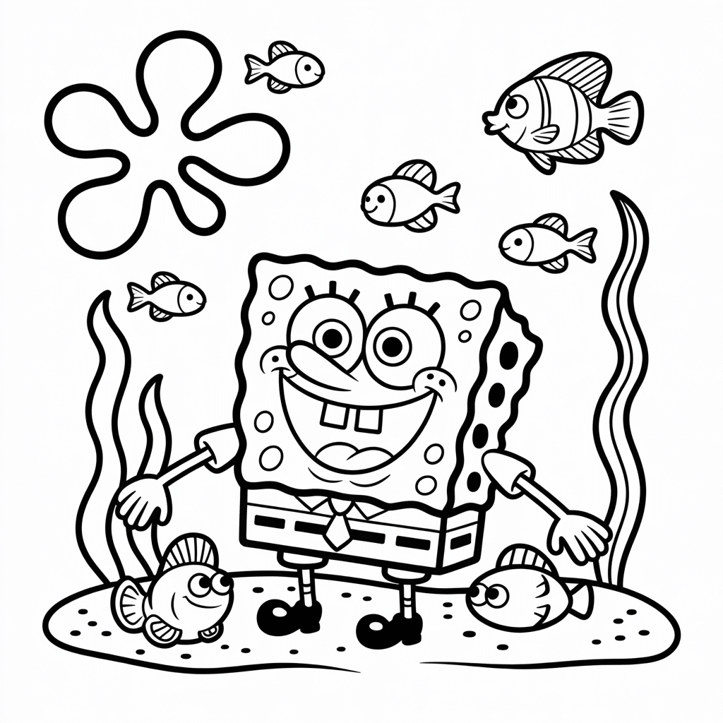 spongebob with sea creatures