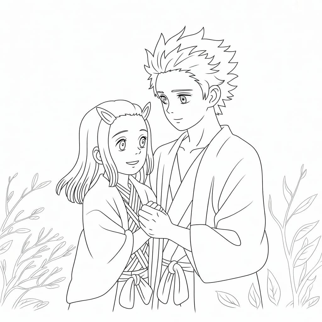 tanjiro nezuko colouring book