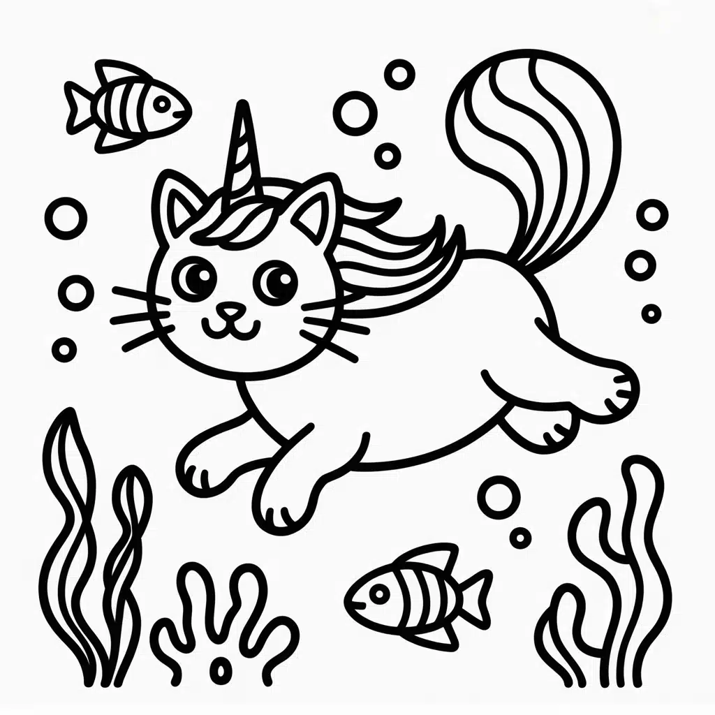 underwater unicorn cat