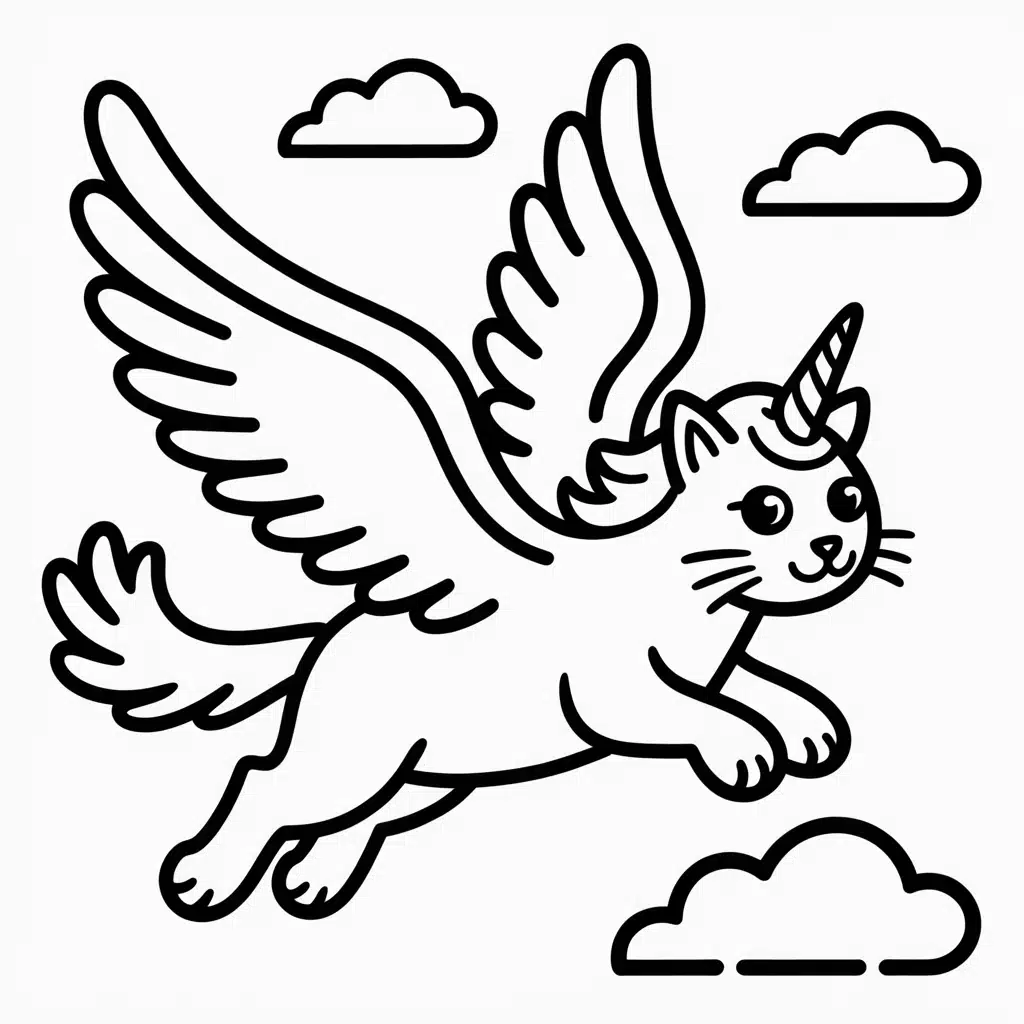 unicorn cat flying through the sky