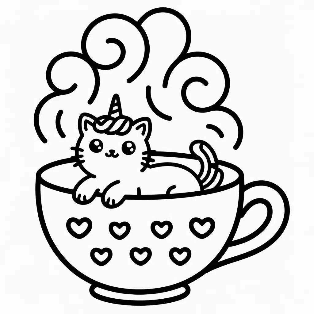 unicorn cat in a cup of tea