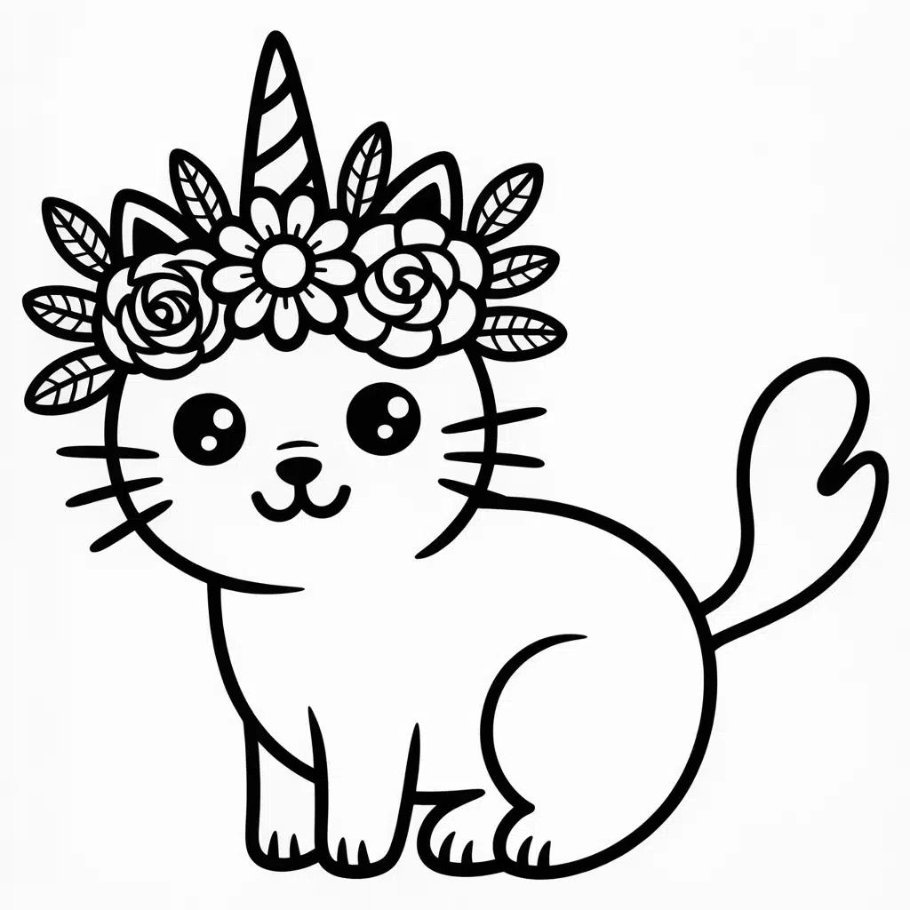 unicorn cat in a flower crown