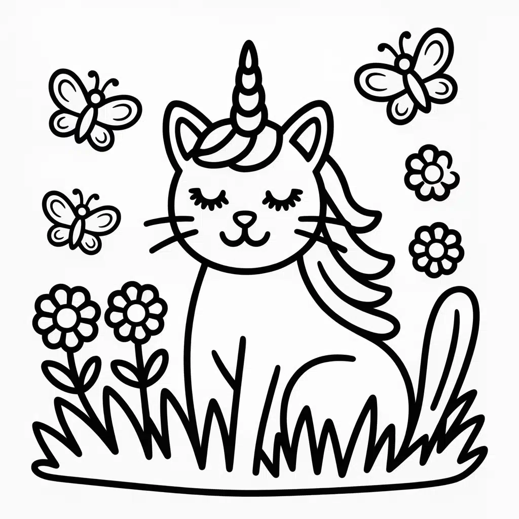 unicorn cat in a meadow