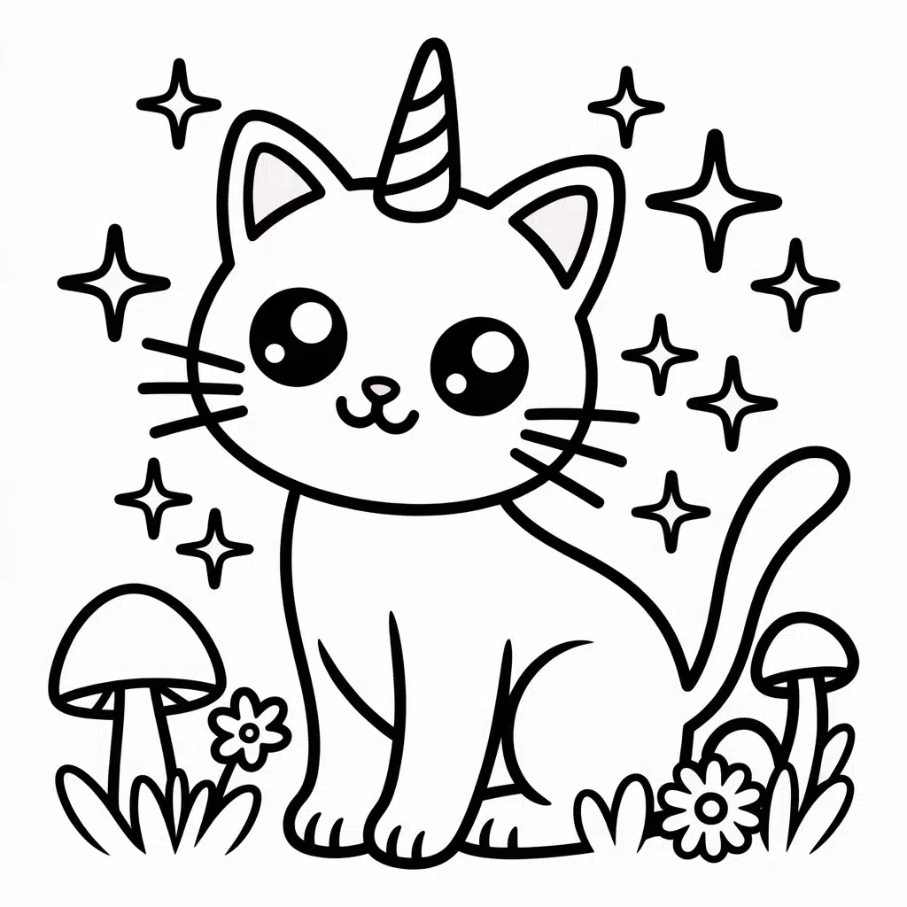 unicorn cat in a rainbow forest