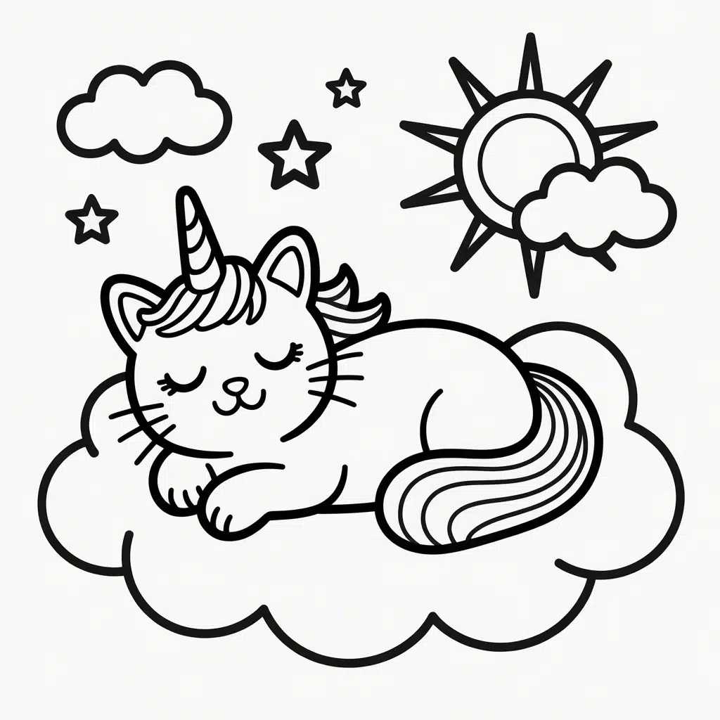 unicorn cat on a cloud