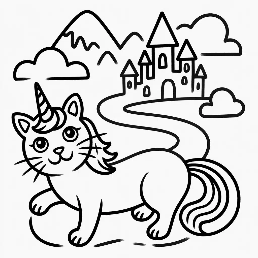 unicorn cat on a mystical adventure
