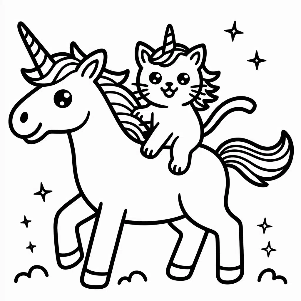 unicorn cat riding a unicorn