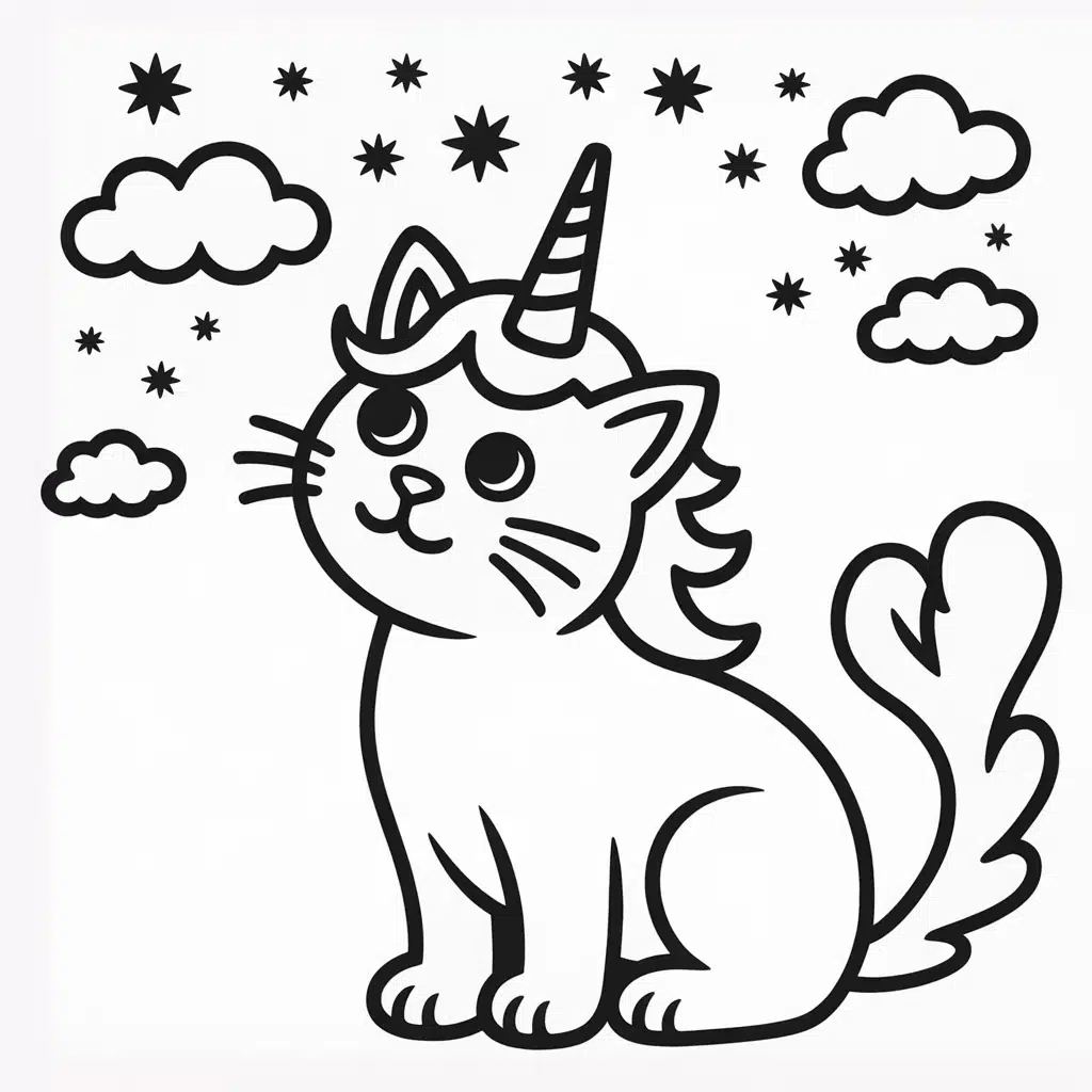 unicorn cat under the northern lights