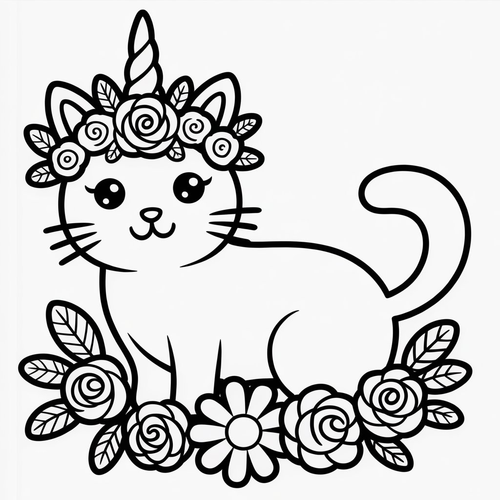 unicorn cat with a crown of flowers