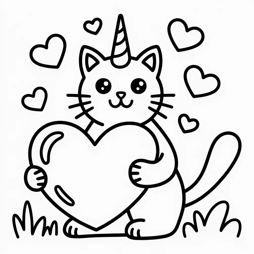 unicorn cat with a heart