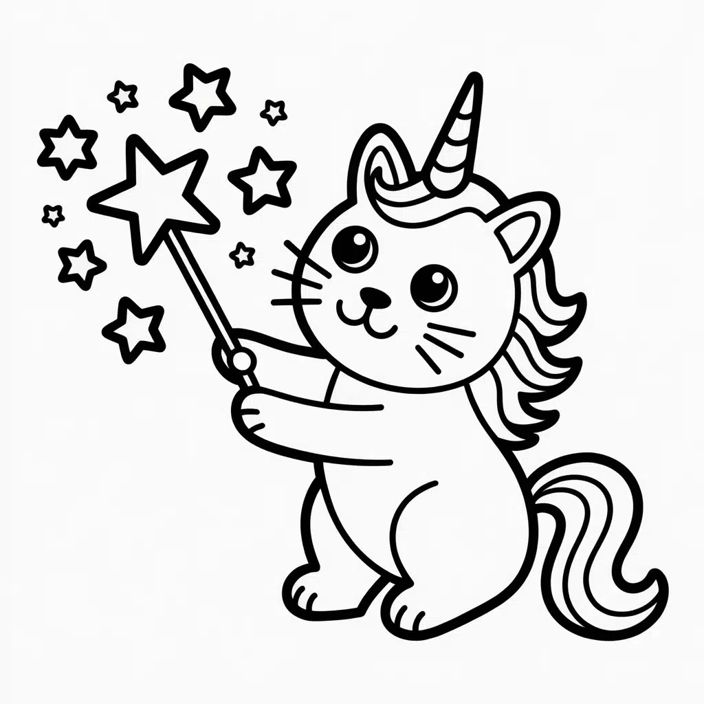 unicorn cat with a star wand