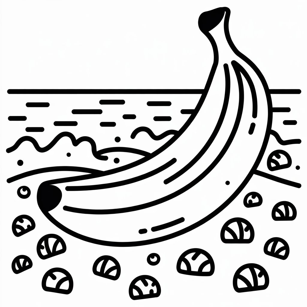 banana and a beach scene