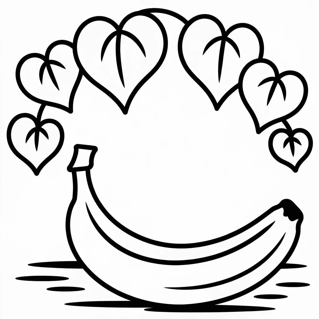 banana and heart shaped leaves
