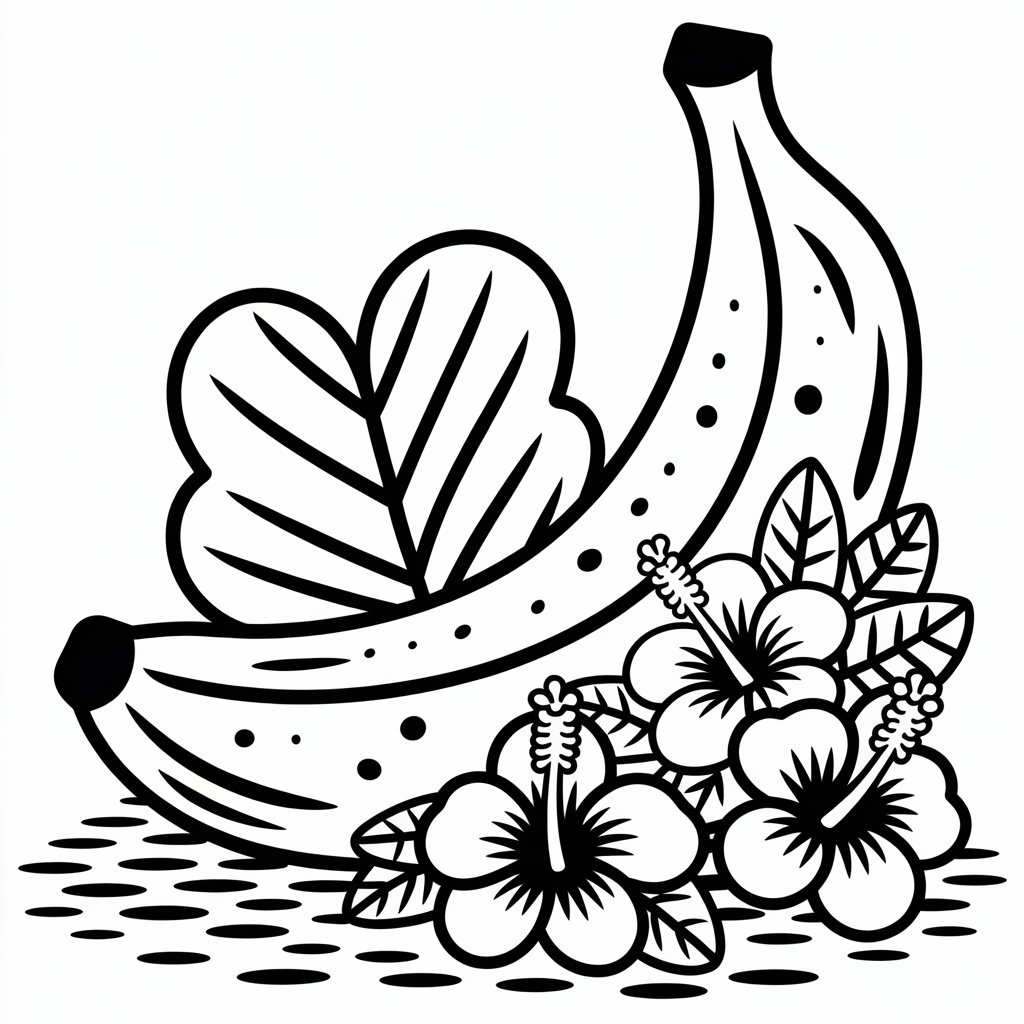 banana and tropical flowers