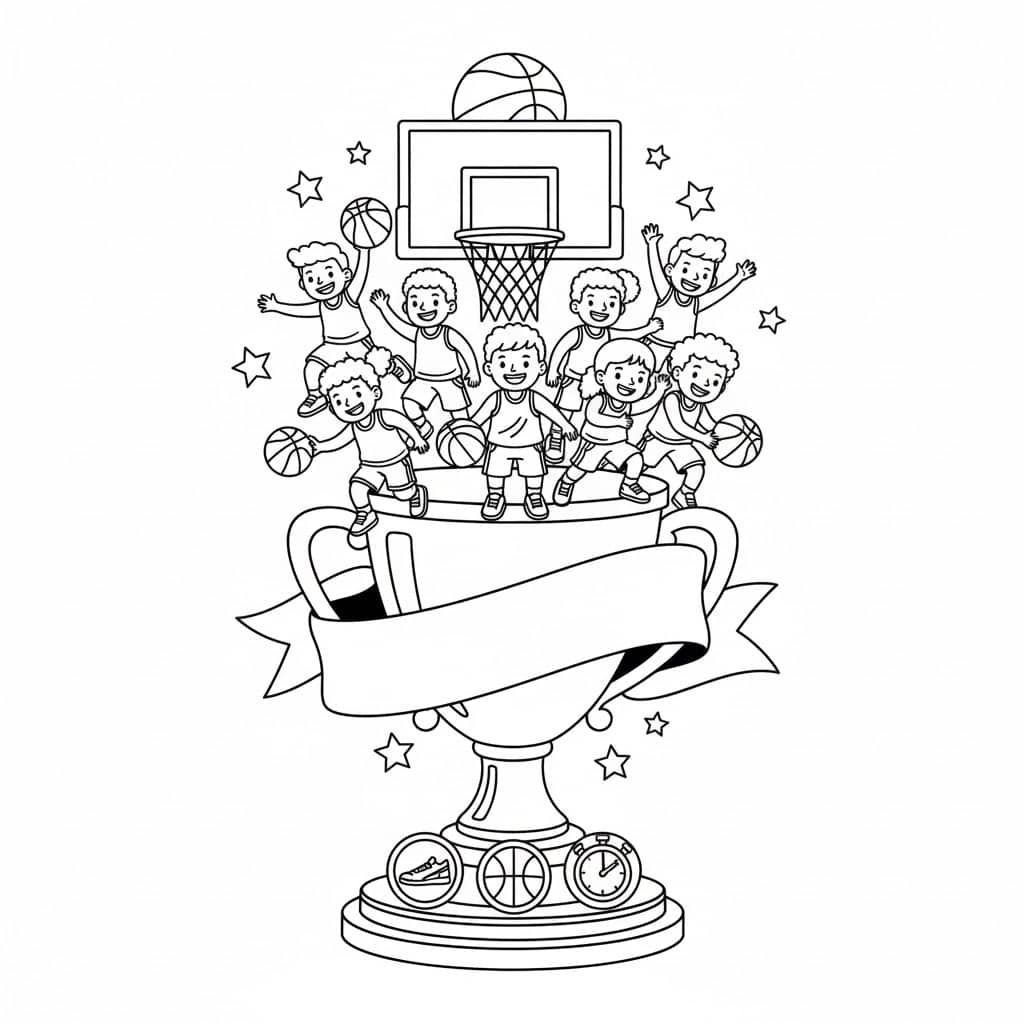 basketball trophy coloring page